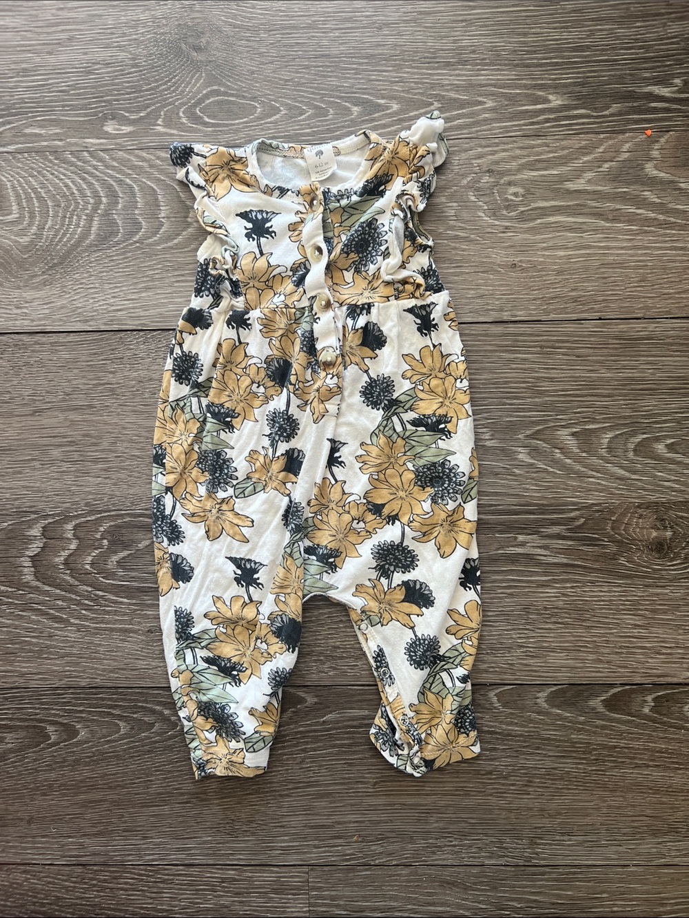 kate quinn Yellow Floral Ruffle Romper